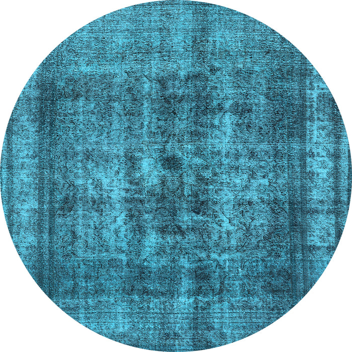 Round Oriental Light Blue Industrial Rug, urb2137lblu