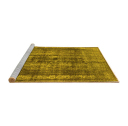 Sideview of Machine Washable Oriental Yellow Industrial Rug, wshurb2137yw