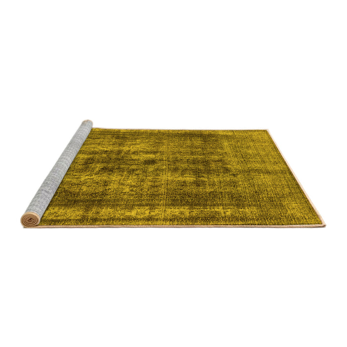 Sideview of Machine Washable Oriental Yellow Industrial Rug, wshurb2137yw