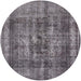 Round Mid-Century Modern Gray Oriental Rug, urb2137