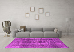 Machine Washable Oriental Pink Industrial Rug in a Living Room, wshurb2137pnk
