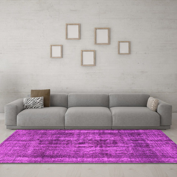 Machine Washable Oriental Pink Industrial Rug in a Living Room, wshurb2137pnk