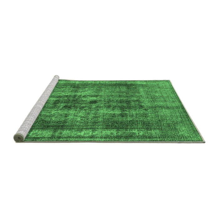 Sideview of Machine Washable Oriental Emerald Green Industrial Area Rugs, wshurb2137emgrn