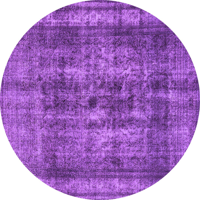 Round Oriental Purple Industrial Rug, urb2137pur