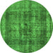 Round Oriental Green Industrial Rug, urb2137grn