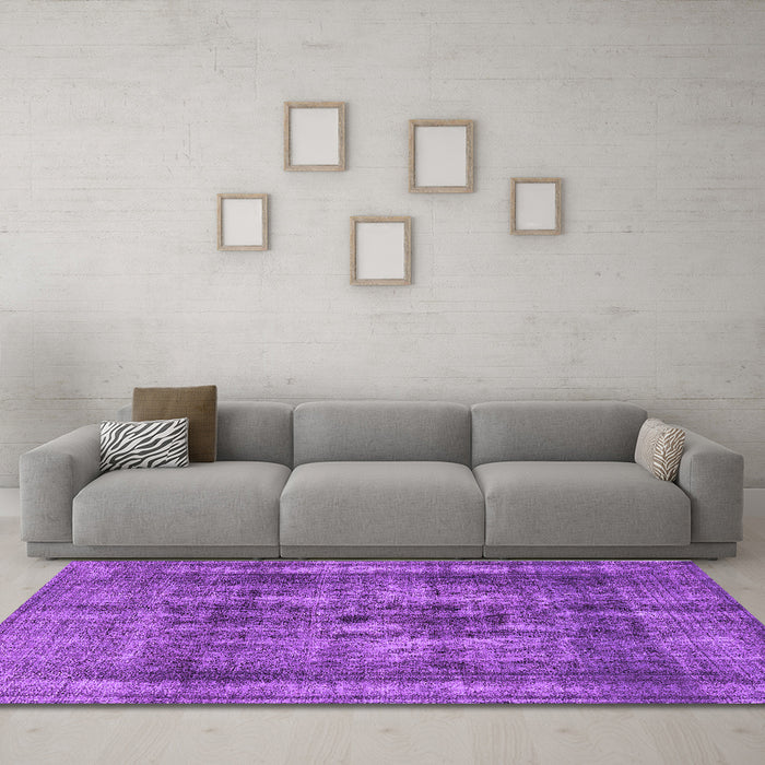 Machine Washable Oriental Purple Industrial Area Rugs in a Living Room, wshurb2137pur
