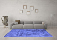 Machine Washable Oriental Blue Industrial Rug, wshurb2138blu