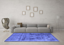 Machine Washable Oriental Blue Industrial Rug in a Living Room, wshurb2138blu
