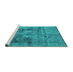Sideview of Machine Washable Oriental Turquoise Industrial Area Rugs, wshurb2138turq