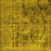 Square Machine Washable Oriental Yellow Industrial Rug, wshurb2138yw