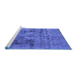 Sideview of Machine Washable Oriental Blue Industrial Rug, wshurb2138blu
