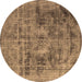 Round Oriental Brown Industrial Rug, urb2138brn