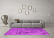 Machine Washable Oriental Pink Industrial Rug in a Living Room, wshurb2138pnk