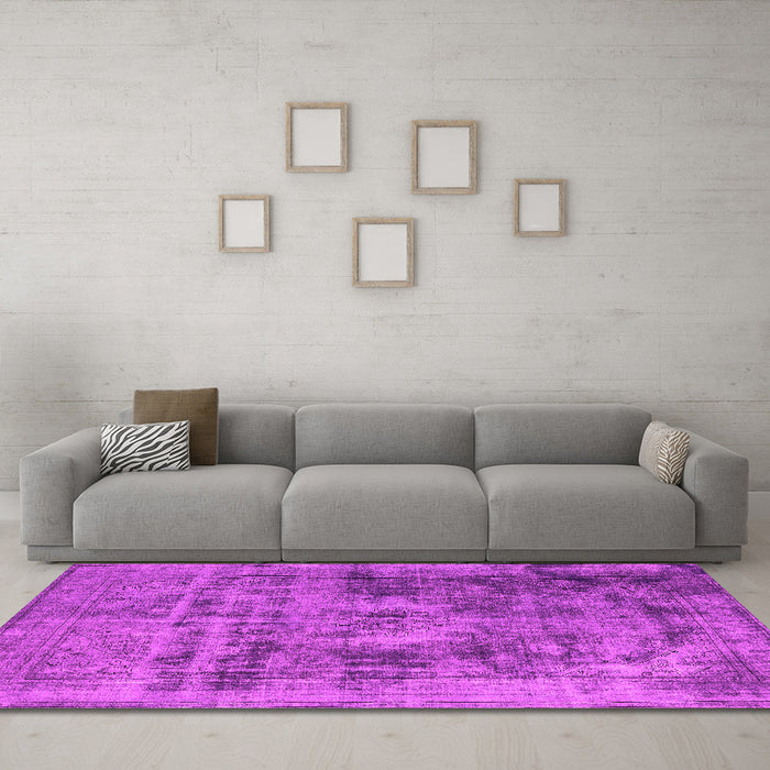 Machine Washable Oriental Pink Industrial Rug in a Living Room, wshurb2138pnk