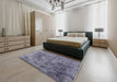 Mid-Century Modern Purple Oriental Rug in a Bedroom, urb2138