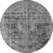 Round Machine Washable Oriental Gray Industrial Rug, wshurb2138gry