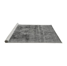 Sideview of Machine Washable Oriental Gray Industrial Rug, wshurb2138gry