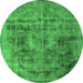 Round Oriental Green Industrial Rug, urb2138grn