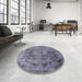 Round Mid-Century Modern Purple Oriental Rug in a Office, urb2138