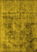 Machine Washable Oriental Yellow Industrial Rug, wshurb2138yw