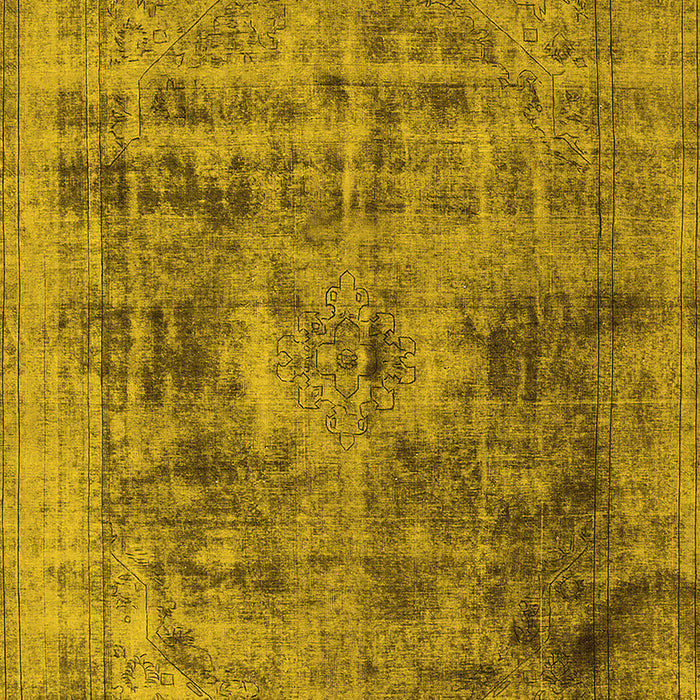 Machine Washable Oriental Yellow Industrial Rug, wshurb2138yw