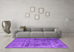Machine Washable Oriental Purple Industrial Area Rugs in a Living Room, wshurb2138pur