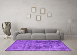 Machine Washable Oriental Purple Industrial Area Rugs in a Living Room, wshurb2138pur