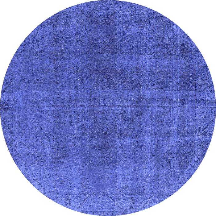 Round Oriental Blue Industrial Rug, urb2139blu