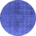 Round Oriental Blue Industrial Rug, urb2139blu