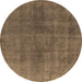 Round Oriental Brown Industrial Rug, urb2139brn