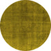 Round Oriental Yellow Industrial Rug, urb2139yw