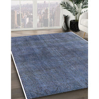 Mid-Century Modern Purple Navy Blue Oriental Rug, urb2139