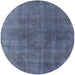 Round Machine Washable Industrial Modern Purple Navy Blue Rug, wshurb2139