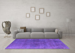 Machine Washable Oriental Purple Industrial Area Rugs in a Living Room, wshurb2139pur