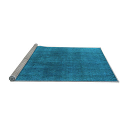 Sideview of Machine Washable Oriental Light Blue Industrial Rug, wshurb2139lblu