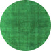 Round Oriental Green Industrial Rug, urb2139grn