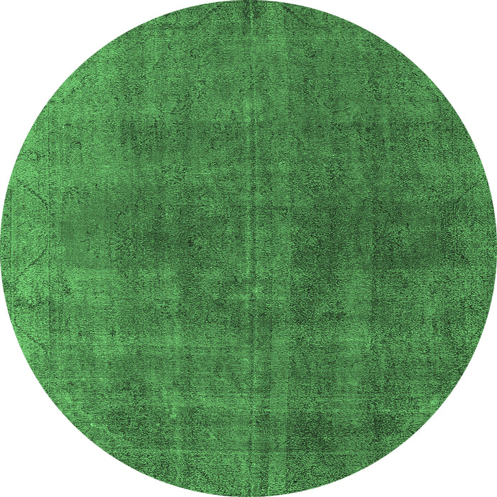 Round Machine Washable Oriental Emerald Green Industrial Area Rugs, wshurb2139emgrn