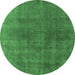 Round Oriental Emerald Green Industrial Rug, urb2139emgrn