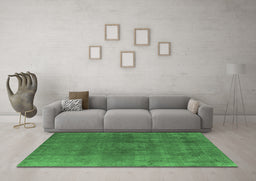 Machine Washable Oriental Emerald Green Industrial Area Rugs in a Living Room,, wshurb2139emgrn