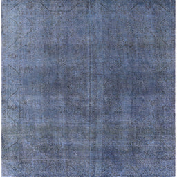 Square Mid-Century Modern Purple Navy Blue Oriental Rug, urb2139