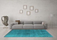 Machine Washable Oriental Turquoise Industrial Rug, wshurb2139turq