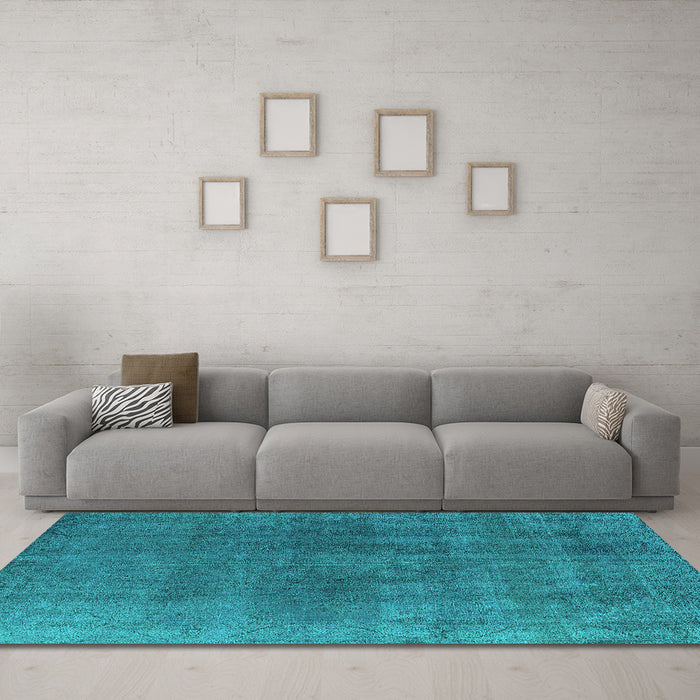 Machine Washable Oriental Turquoise Industrial Area Rugs in a Living Room,, wshurb2139turq