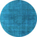 Round Oriental Light Blue Industrial Rug, urb2139lblu