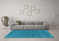 Machine Washable Oriental Light Blue Industrial Rug, wshurb2140lblu