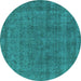 Round Oriental Turquoise Industrial Rug, urb2140turq