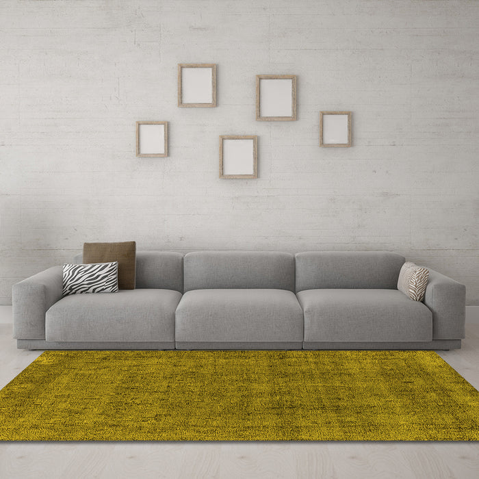 Machine Washable Oriental Yellow Industrial Rug in a Living Room, wshurb2140yw