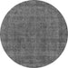 Round Machine Washable Oriental Gray Industrial Rug, wshurb2140gry