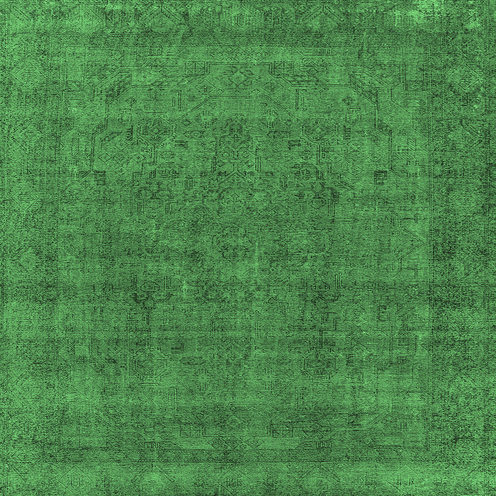 Square Oriental Emerald Green Industrial Rug, urb2140emgrn