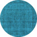 Round Oriental Light Blue Industrial Rug, urb2140lblu