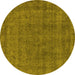 Round Machine Washable Oriental Yellow Industrial Rug, wshurb2140yw